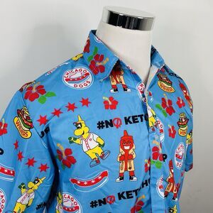 Chicago Dogs XL Hawaiian Graphic Shirt Blue Minor League Baseball BWM Global